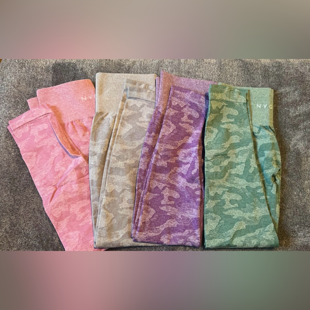 Nvgtn Camo Leggings Set - Pink, Gray, Purple, Green